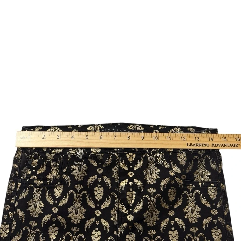 TINSELTOWN Brocade Skinny Jeans Gold Foil Size 7